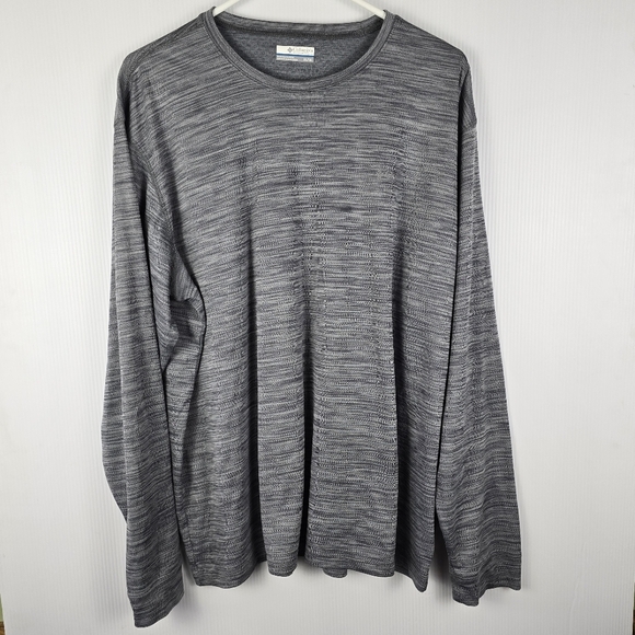 Columbia Men's Gray Heathered Dri Fit Long Sleeve Top Size XL LightweightCooling - Picture 1 of 8